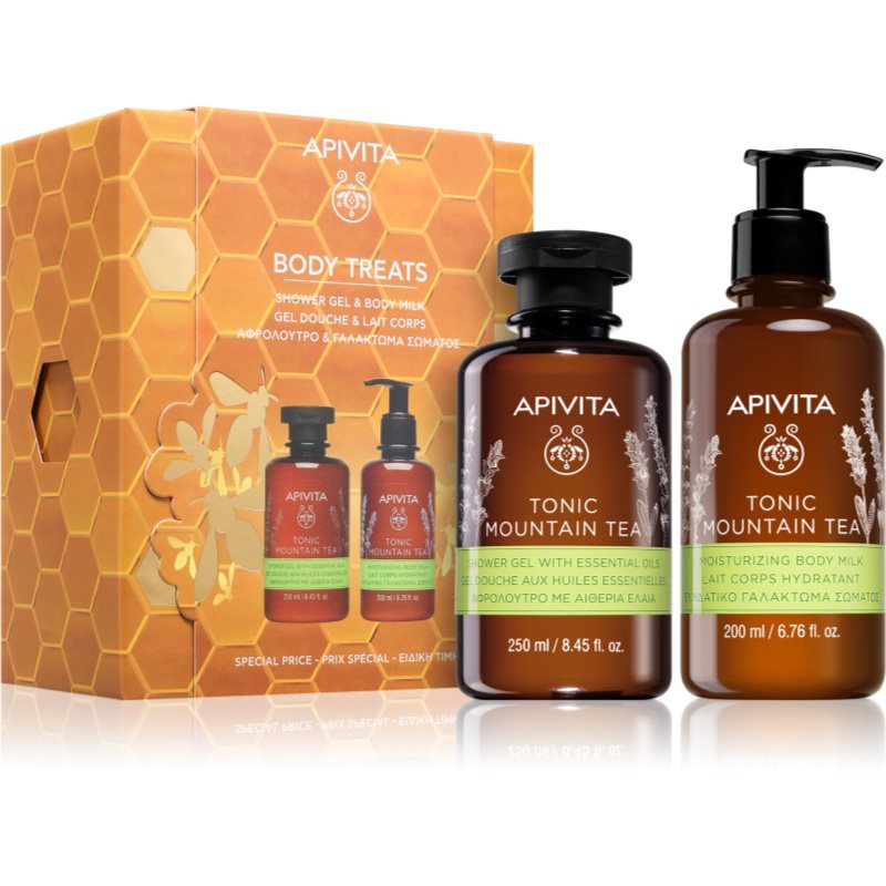 Apivita Tonic Mountain Tea Shower Gel & Body Milk Set vánoční dárková sada