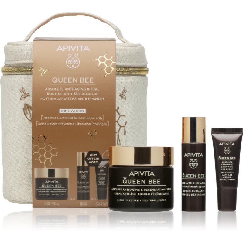 Apivita Queen Bee Anti-Aging Routine Set (with Light Cream) sada pro péči o pleť s protivráskovým účinkem