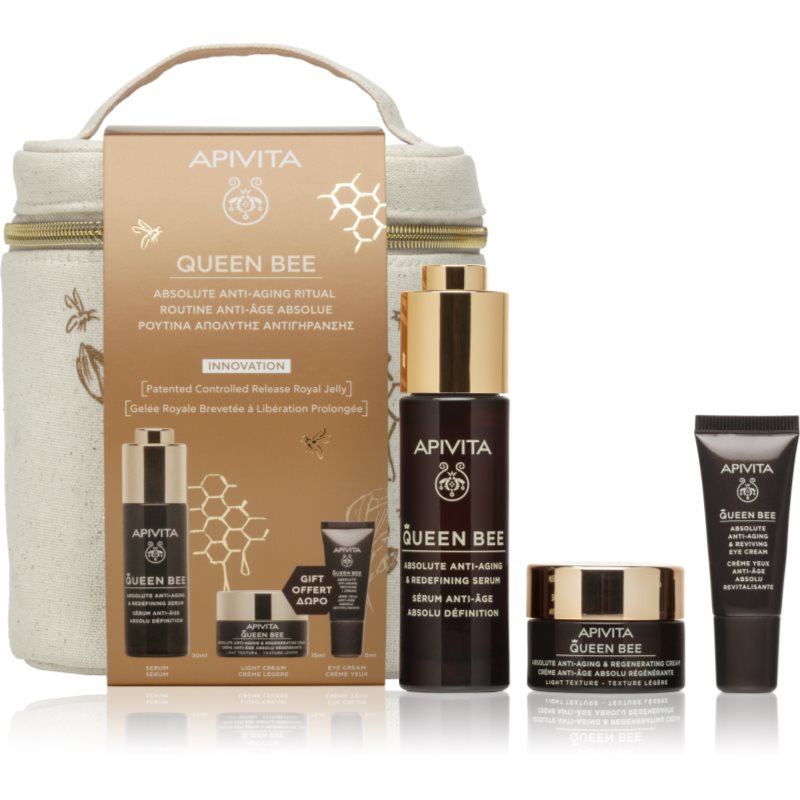 Apivita Queen Bee Anti-Aging Routine Set (with Light Cream) sada pro péči o pleť s protivráskovým účinkem