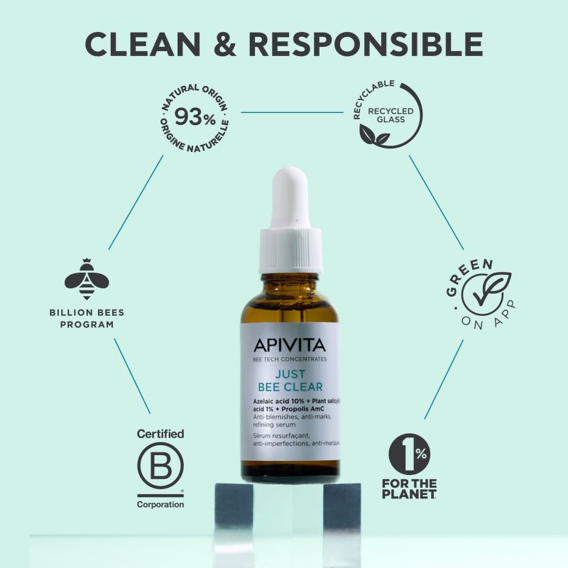Apivita Just Bee Clear Serum sérum pro mastnou a problematickou pleť 30 ml (obrázek 10)
