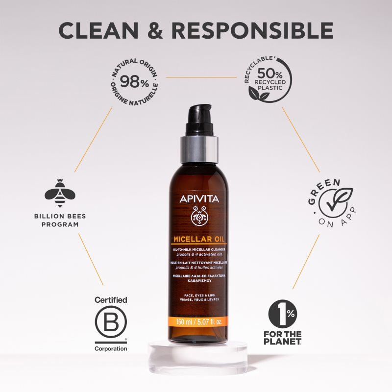 Apivita Cleansing Micellar Oil čisticí a odličovací olej 150 ml (obrázek 7)