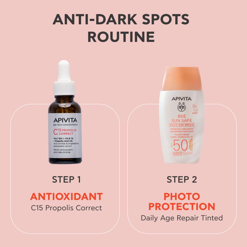Apivita Bee Sun Safe Daily Age Repair Tinted Fluid SPF50 tónovací ochranný krém SPF 50 50 ml (obrázek 7)