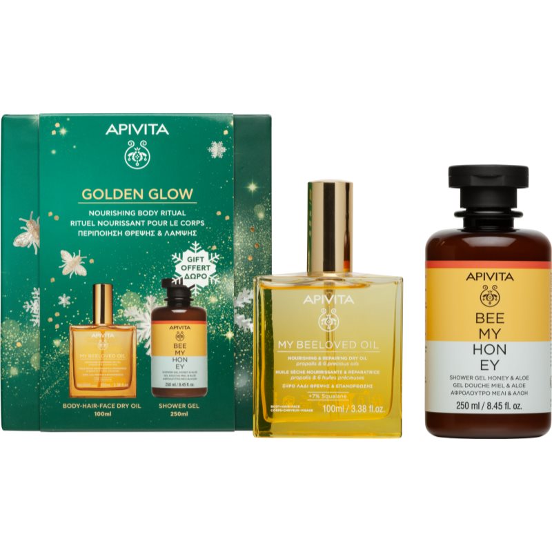Apivita Golden Glow Christmas gift set for soft and smooth skin