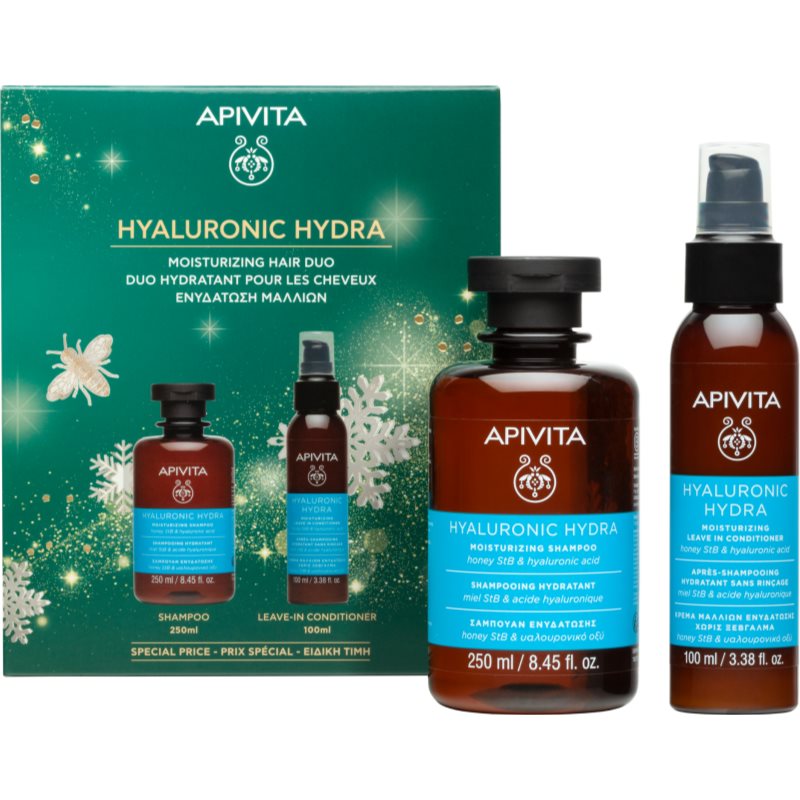 Apivita Hyaluronic Hydra Moisturizing Hair Duo božični darilni set za intenzivno vlažnost