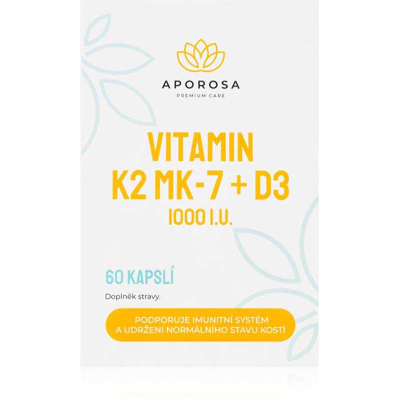 Aporosa Vitamin K2+D3 MK-7 kapsuly pre normálnu funkciu imunitného systému, stav kostí, zubov a činnosť svalov 60 cps kúpite na Notino.sk