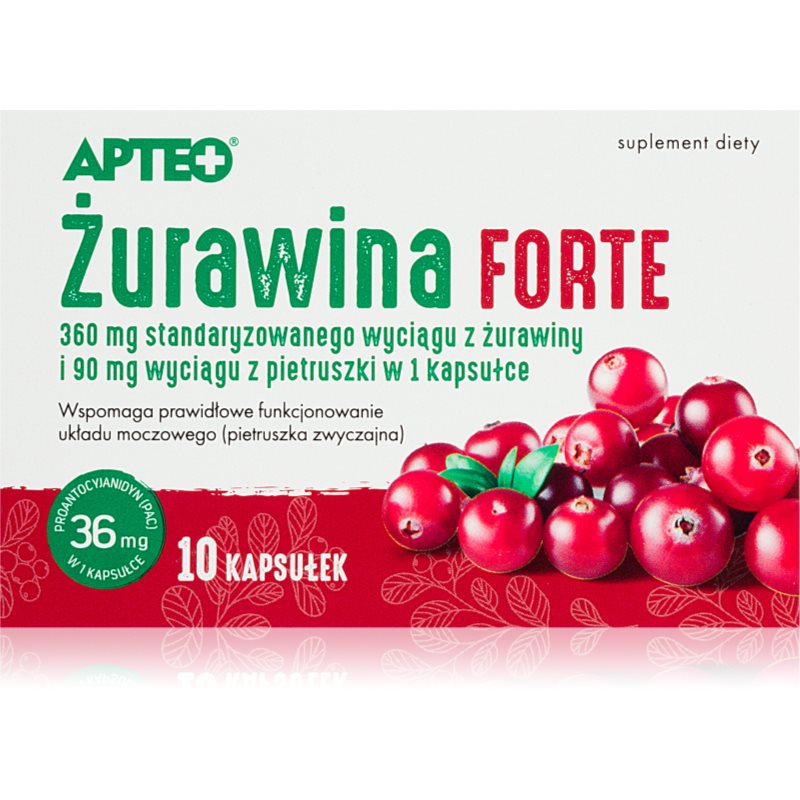 Apteo Żurawina Forte kapsułki do wspomagania zdrowia dróg moczowych 10 caps.