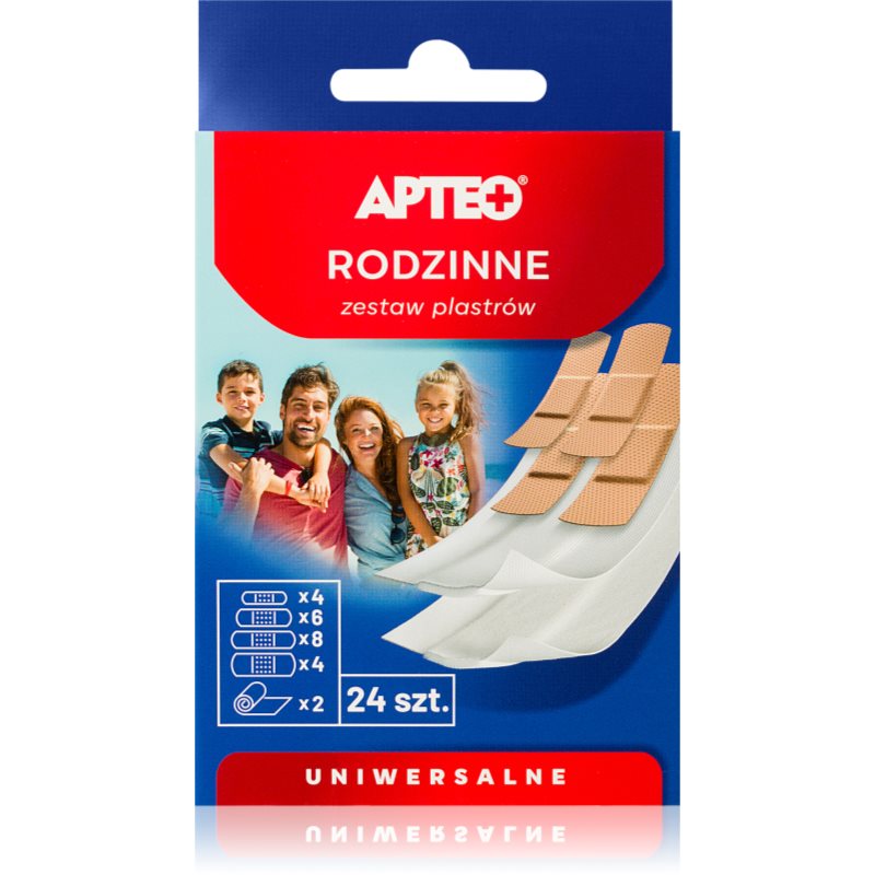 Apteo Náplasti univerzálna sada náplasť na ošetrenie drobných povrchových poranení kože 24 ks