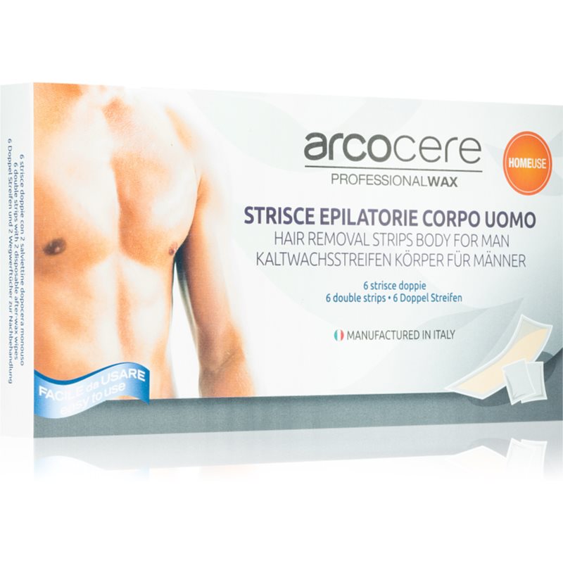 Arcocere Professional Wax vaško juostelės plaukeliams šalinti vyrams 6 vnt.