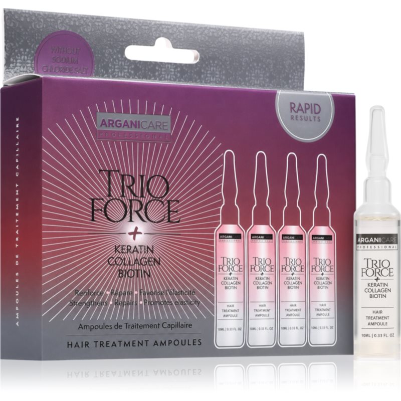Arganicare Trio Force Hair Treatment ampule za okrepitev in rast las 4x10 ml
