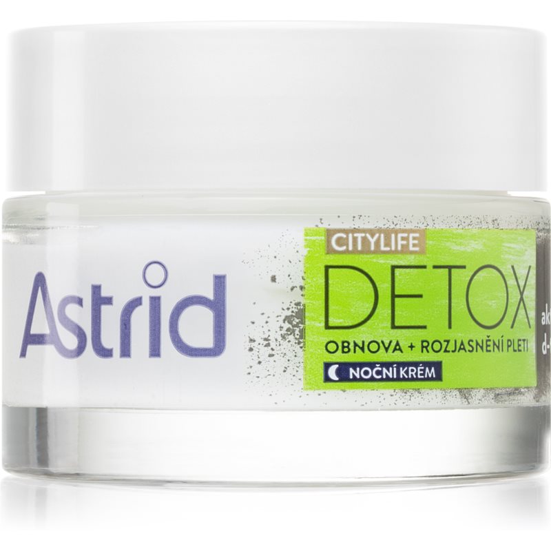 Astrid CITYLIFE Detox atnaujinamojo poveikio naktinis kremas su aktyvintosiomis anglimis 50 ml