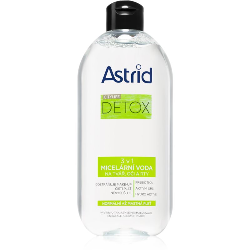 Astrid CITYLIFE Detox міцелярна вода 3 в 1 для нормальної та жирної шкіри 400 мл
