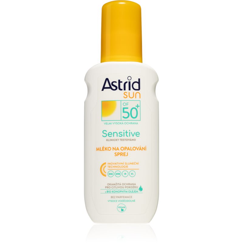 Astrid Sun Sensitive mlieko na opaľovanie v spreji SPF 50+ 150 ml