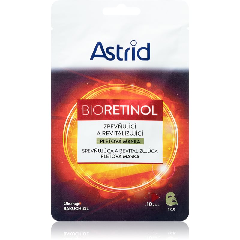 Astrid Bioretinol greito poveikio standinamoji ir glotninamoji tekstilinė kaukė su vitaminais a Bakuchiolem 20 ml