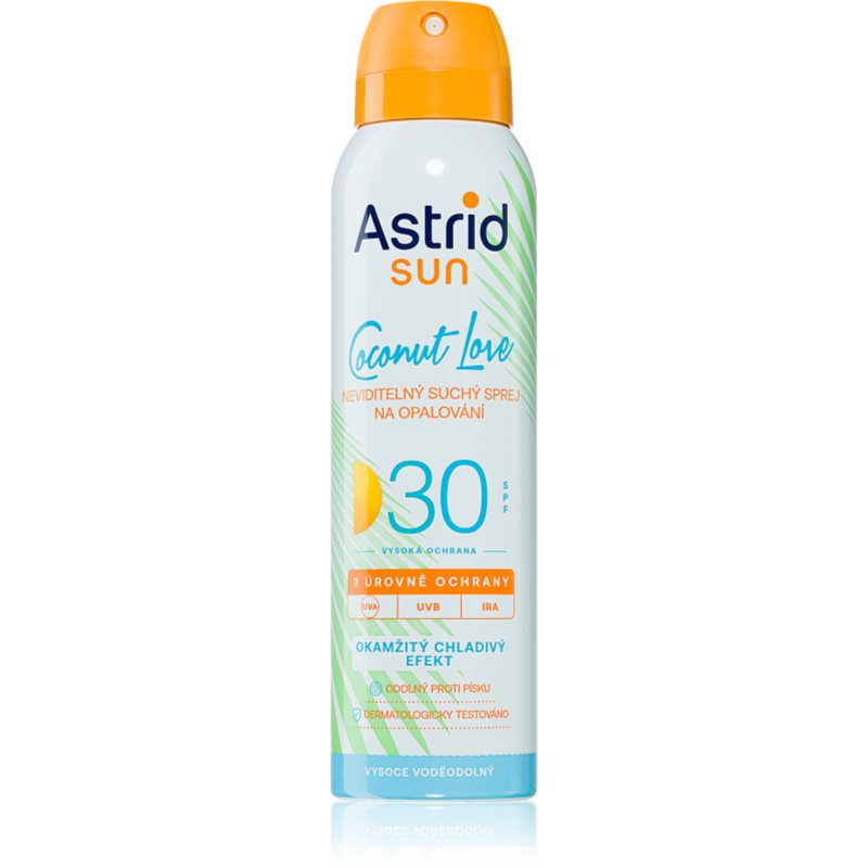 Astrid Sun Coconut Love neviditelný sprej na opalování SPF 30 s vysokou UV ochranou 150 ml