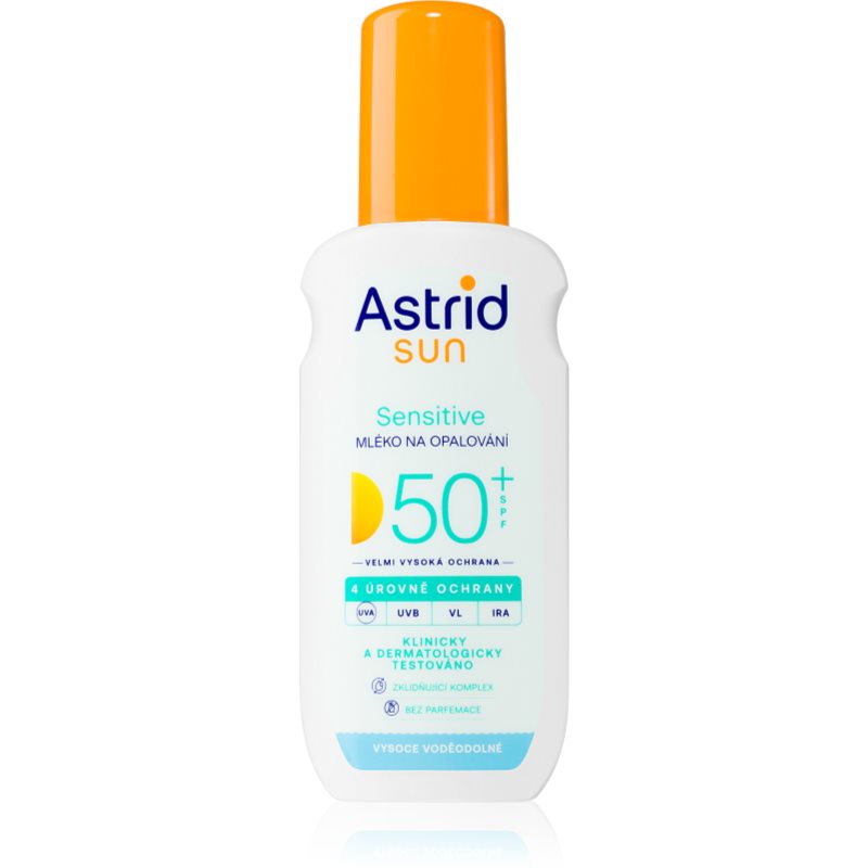 Astrid Sun Sensitive Mjölkspray för solbränna SPF 50+ Hög solskyddsfaktor 150 ml unisex