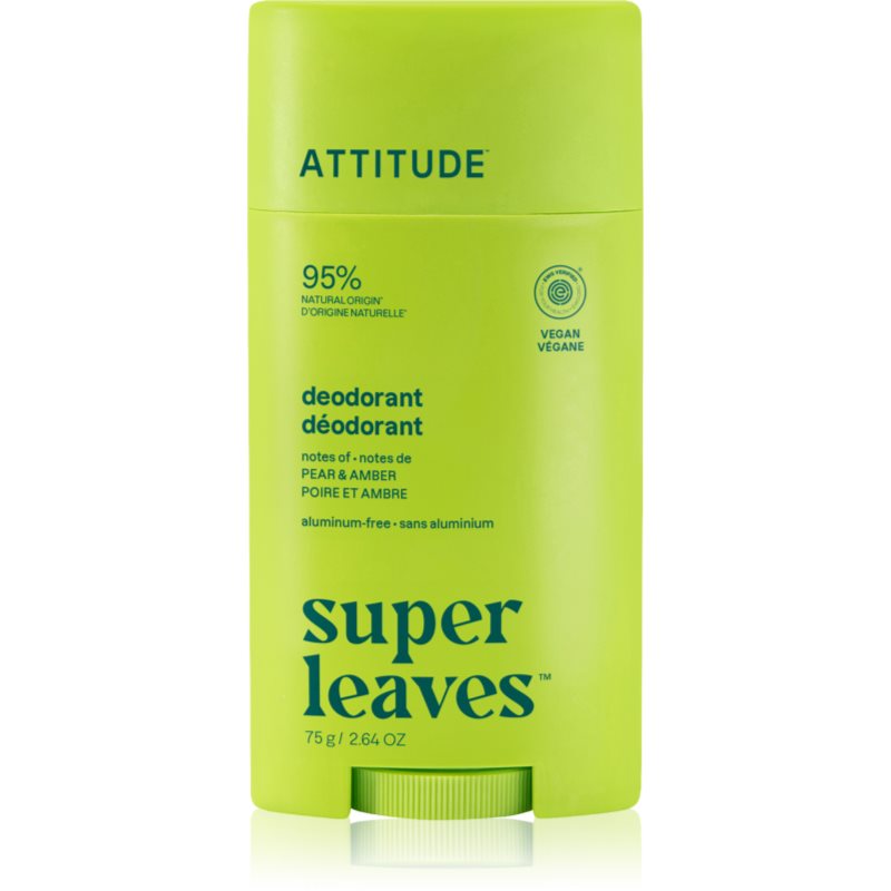 Attitude Super Leaves Natural Deodorant desodorante Pear & Amber 75 g