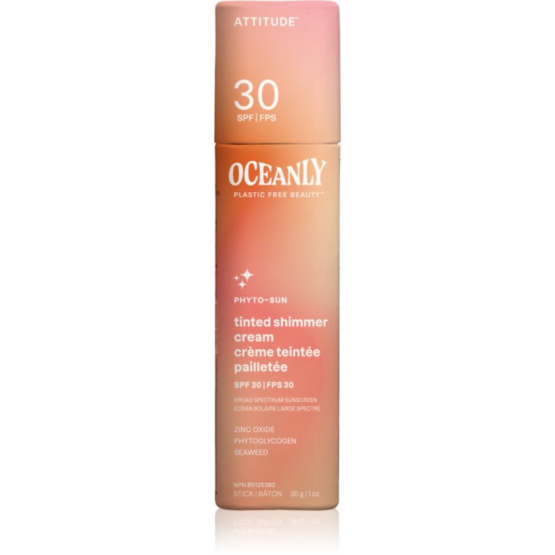 Attitude Oceanly Plastic Free Beauty tónující hydratační krém třpytivý SPF 30 30 g