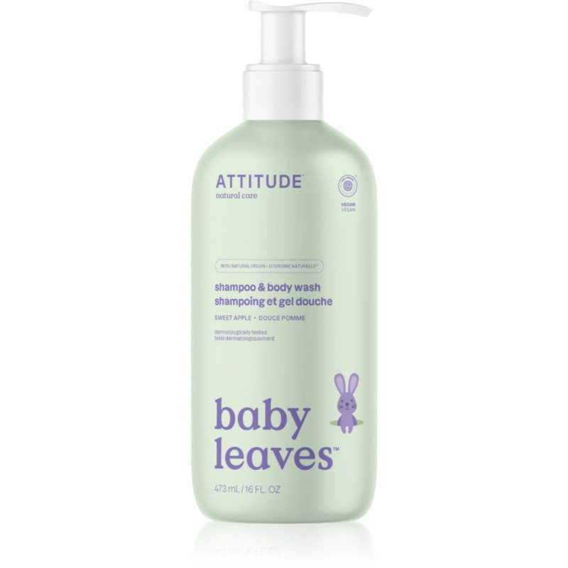 Attitude Baby Leaves Shampoo & Body wash šampon a sprchový gel pro děti Sweet Apple 473 ml
