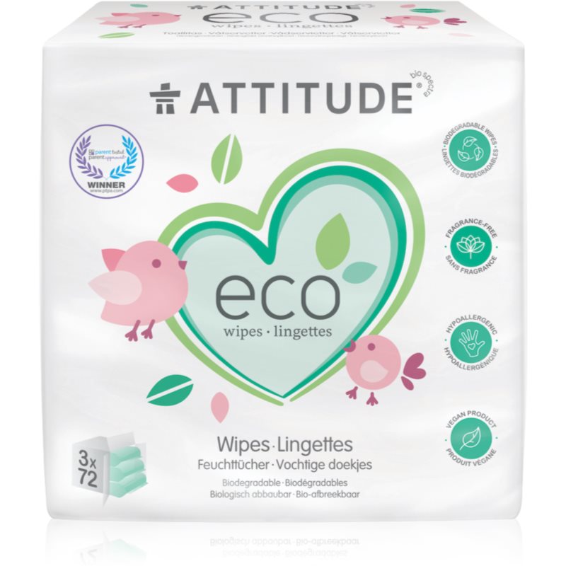 Attitude Eco wet wipes fragrance-free 3x72 pc
