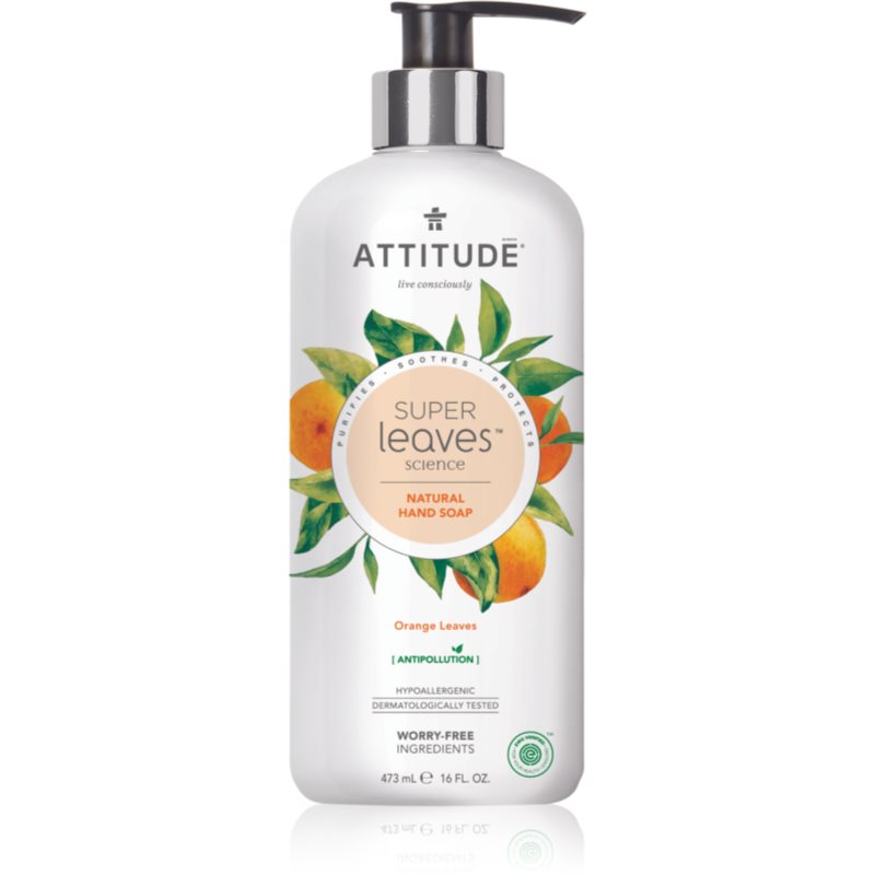 E-shop Attitude Super Leaves Orange Leaves přírodní tekuté mýdlo na ruce s detoxikačním účinkem 473 ml