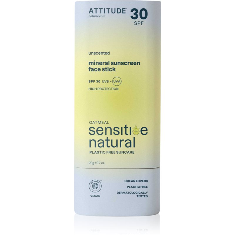 Attitude Sensitive Natural Face stick Solkräm med mineraler I stift för känslig hud 20 g female