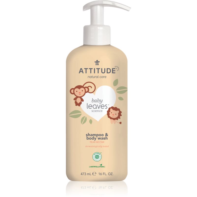 E-shop Attitude Baby Leaves Pear Nectar sprchový gel a šampon 2 v 1 pro děti 473 ml