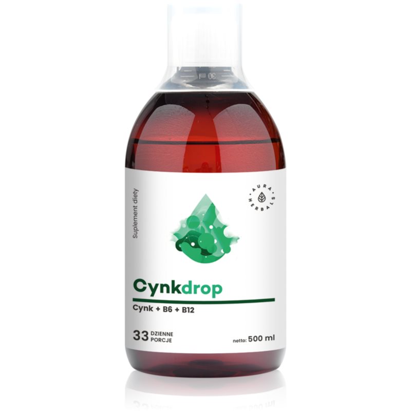 Aura Herbals Cynkdrop cynk, B6, B12 koncentrat dla wsparcia układu nerwowego 500 ml