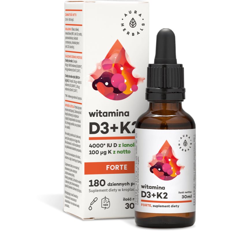 Aura Herbals Witamina D3 + K2 Forte Krople 4000 IU - 30 ml