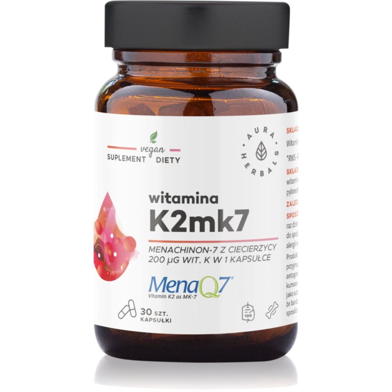 Aura Herbals Witamina K2MK7 MenaQ7 200 mcg - 30 kapsułek