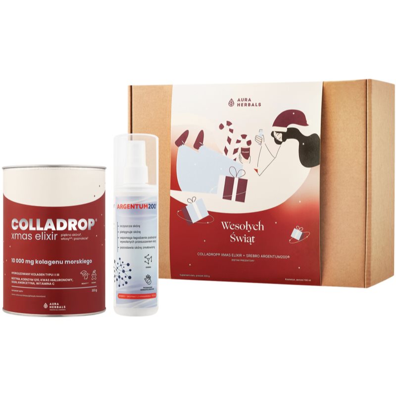 Aura Herbals Aura Herbals Zestaw świąteczny Kolagen + Srebro Argentum200 świąteczny zestaw prezentowy
