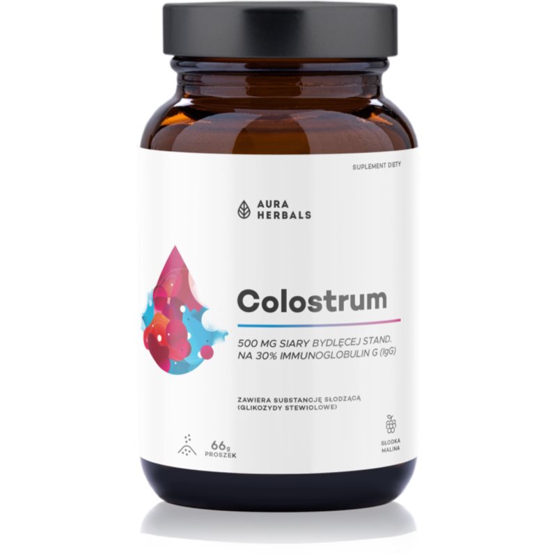 Aura Herbals Aura Herbals Colostrum 500 mg proszek dla poczucia komfortu smak Sweet Raspberry 66 g