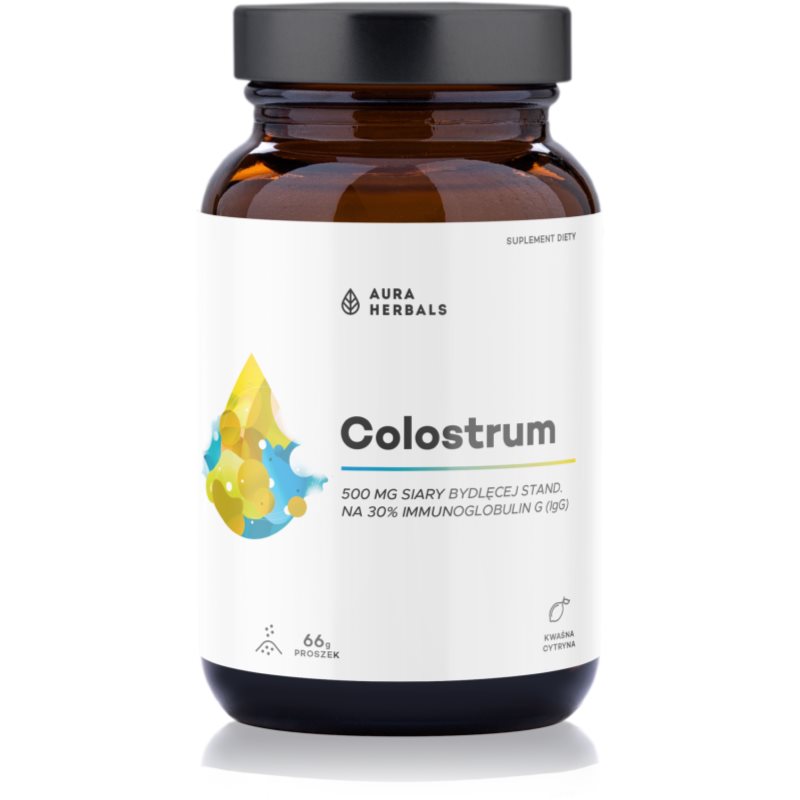 Aura Herbals Aura Herbals Colostrum 500 mg proszek dla poczucia komfortu smak Sour Lemon 66 g