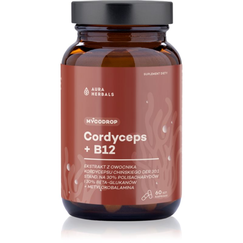 Aura Herbals Aura Herbals Mycodrops Cordyceps + B12 kapsułki dla poprawy koncentracji i pamięci 60 caps.