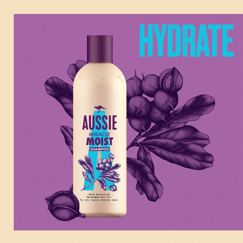 Aussie Hydrate Miracle Shampoo For Dry And Damaged Hair 300 Ml