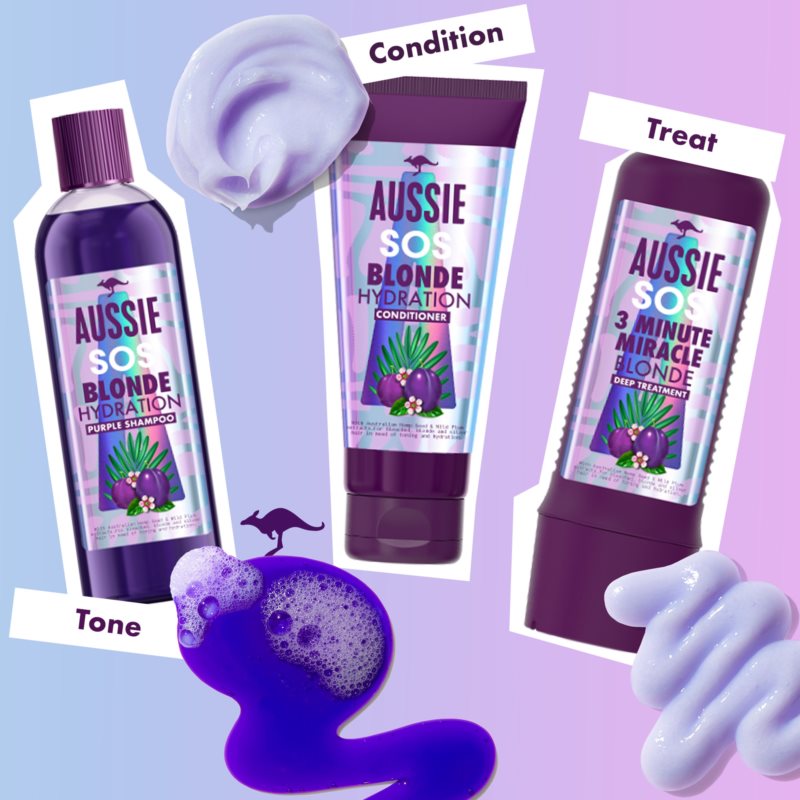 Aussie SOS Purple Purple Shampoo For Blonde Hair 290 Ml