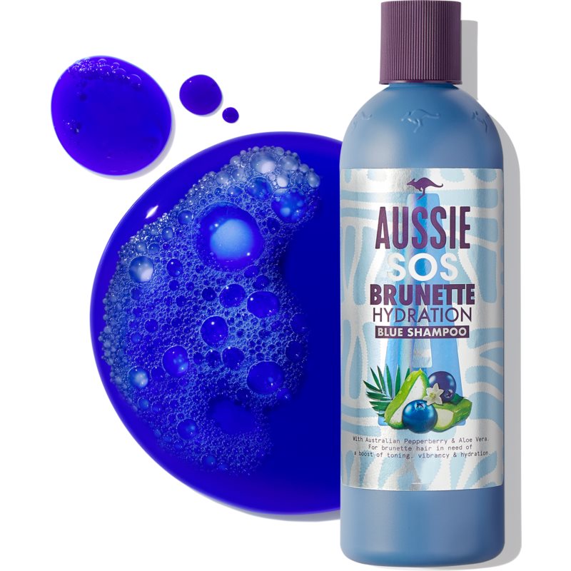 Aussie Brunette Blue Shampoo Moisturising Shampoo For Dark Hair 290 Ml