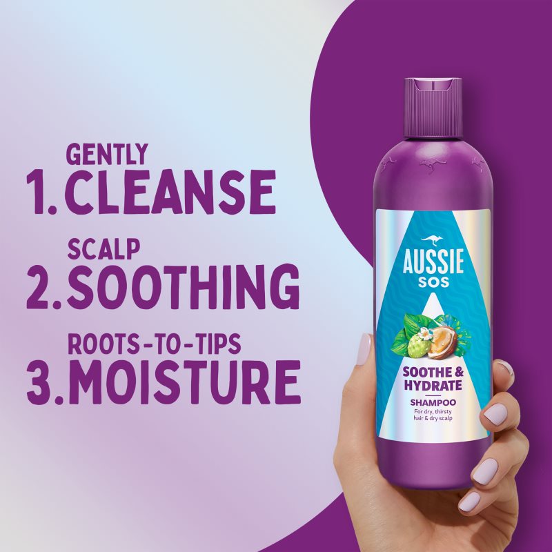 Aussie SOS Sooth Hydrate Moisturising Shampoo For Hair 300 Ml