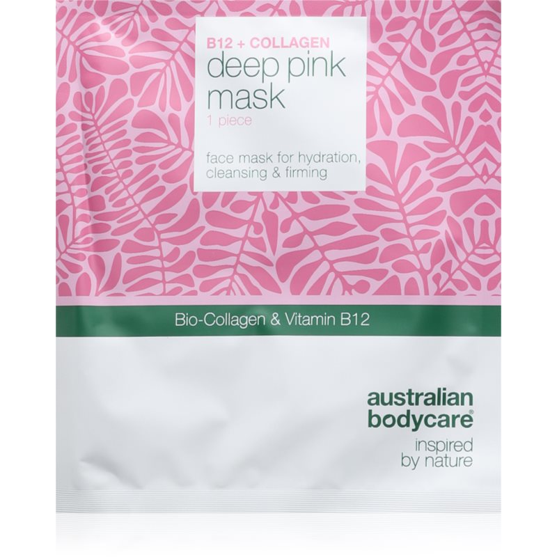 Australian Bodycare B12 + Collagen plátýnková maska pro hydrataci a vypnutí pokožky 1 ks