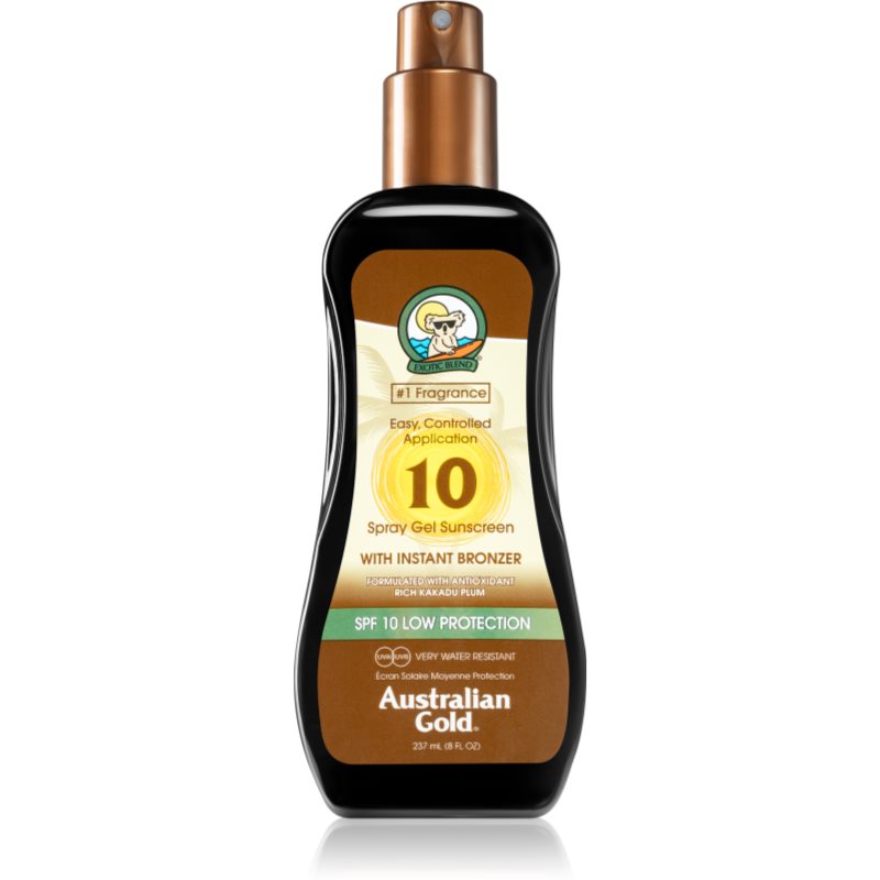 Australian Gold Spray Gel Sunscreen With Instant Bronzer слънцезащитен спрей с бронзър SPF 10 237 мл.