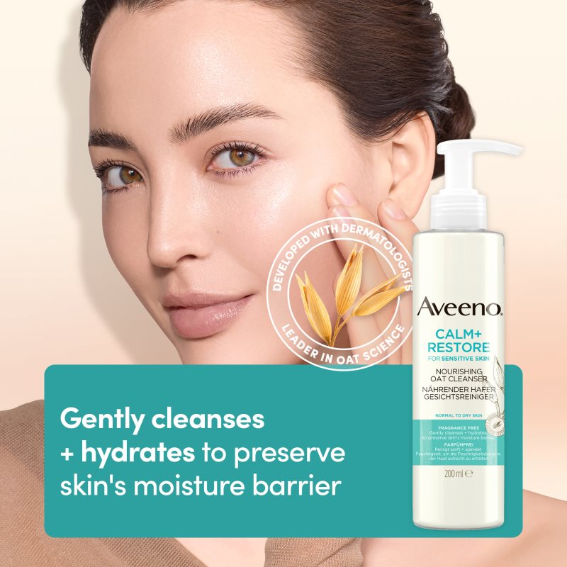 Aveeno Calm + Restore Gel Facial Cleanser For Sensitive Skin 200 Ml