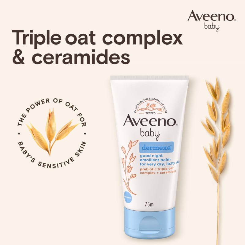 Aveeno Baby Dermexa Zvláčňujúci balzam na dobrú noc 75 ml (obrázok 3)