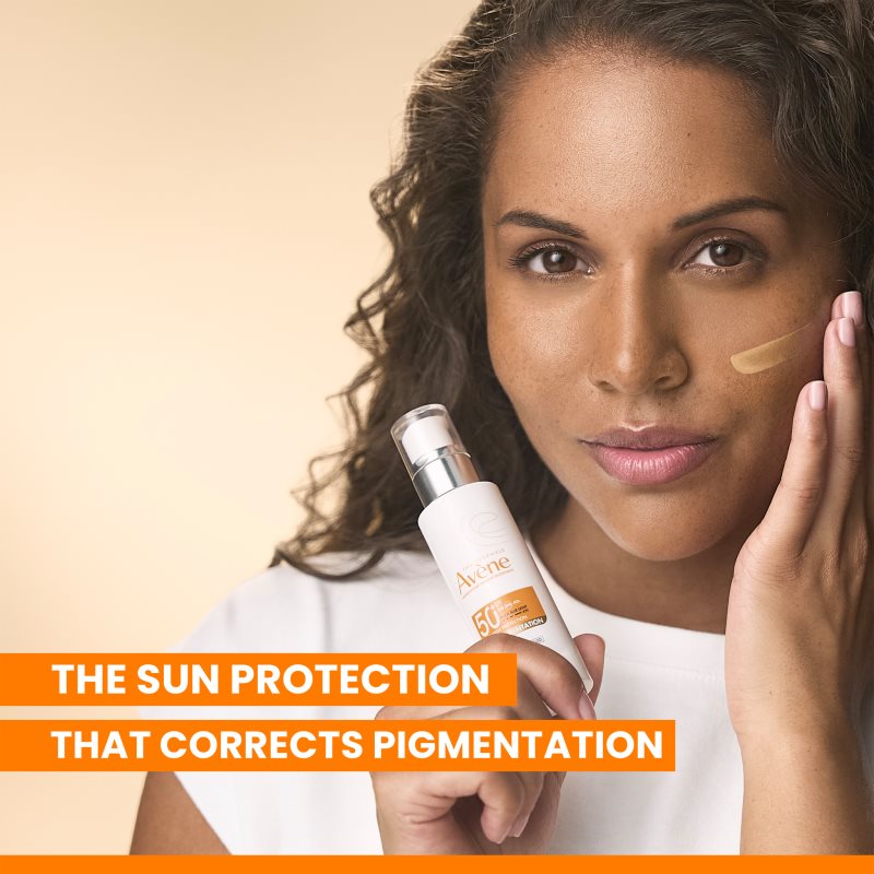 Avène Sun Anti-Aging Suncare Tinted védő és tonizáló folyadék arcra a pigment foltok ellen SPF 50+ 40 ml termék 2. képe