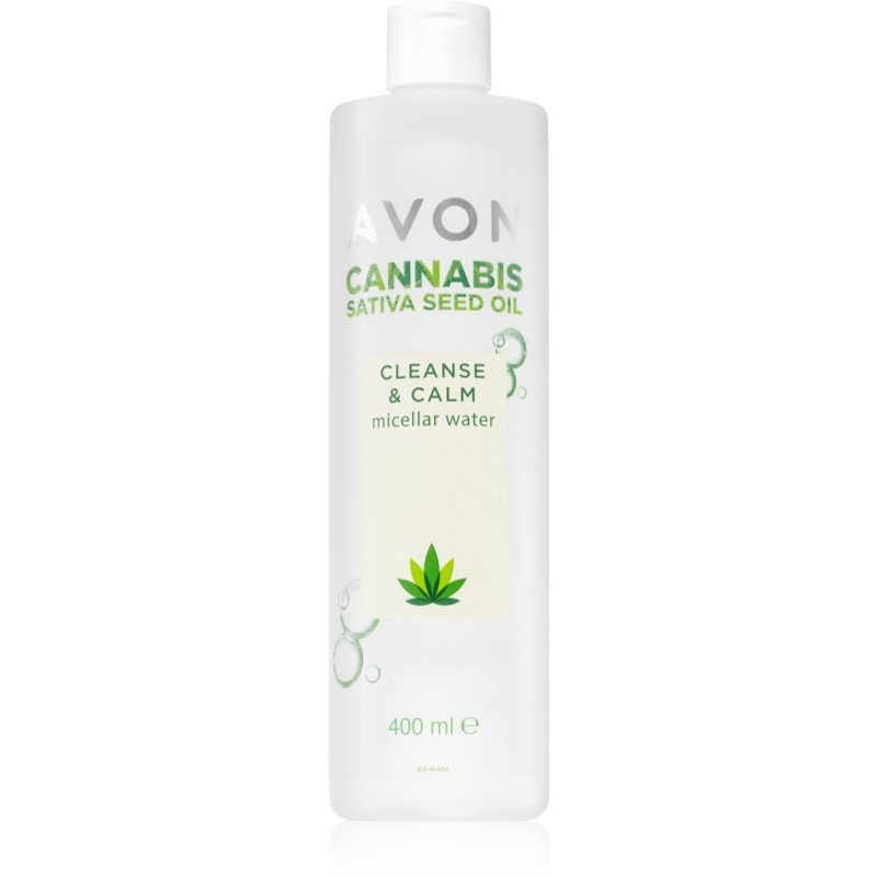 Avon Cannabis Sativa Oil Cleanse & Calm Міцелярна вода для зняття макіяжу має заспокійливі властивості 400 мл