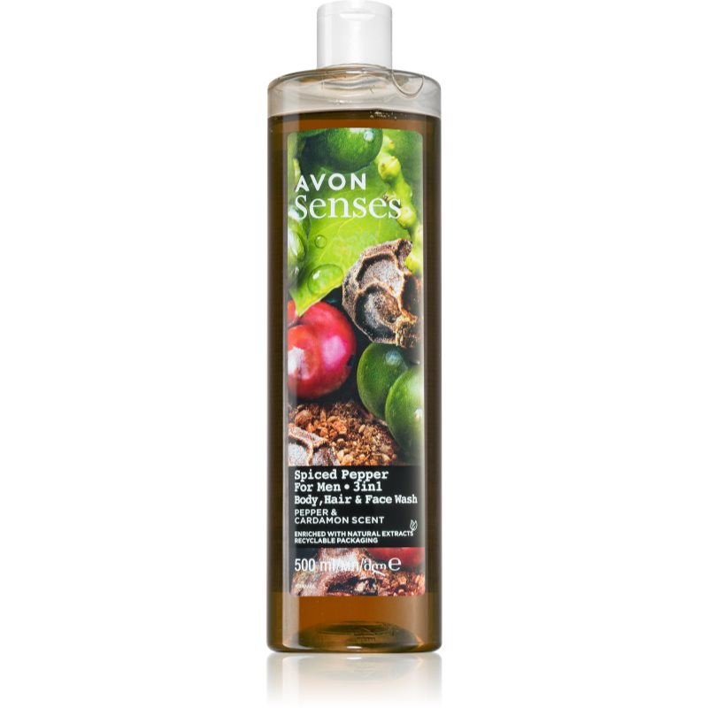Avon Senses Spiced Pepper 3 v 1 šampon, balzam in gel za prhanje 500 ml
