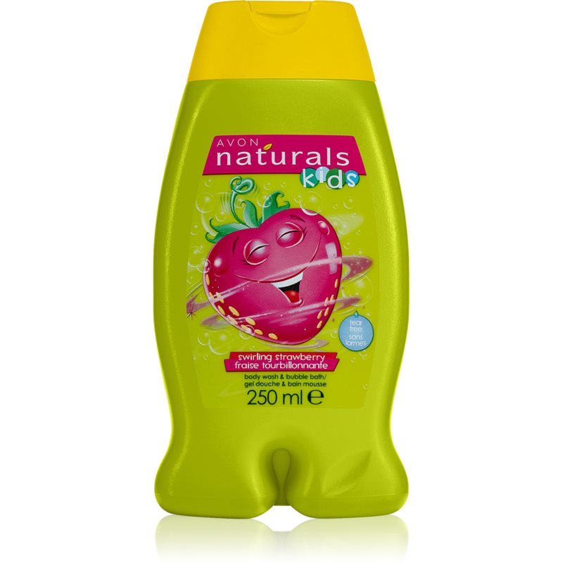 Avon Naturals Kids Swirling Strawberry pena do kúpeľa a sprchový gél 2v1 pre deti 250 ml