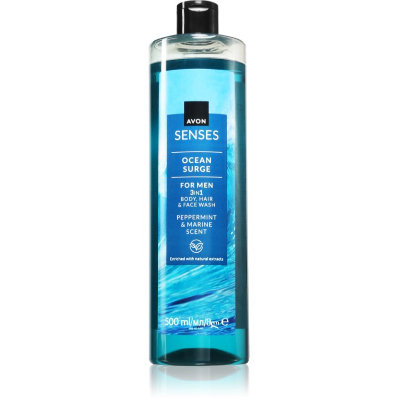 Avon Senses Ocean Surge sprchový gel pro muže 3 v 1 500 ml