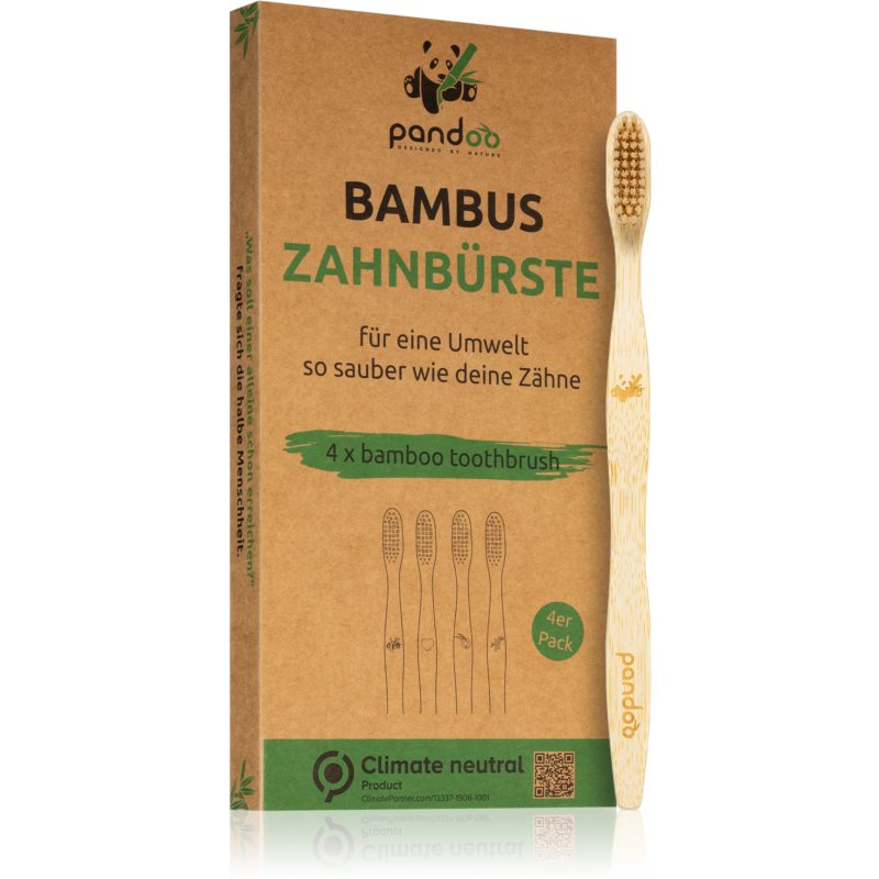Pandoo Bamboo Toothbrush bamboo toothbrush Medium Soft 4 pc
