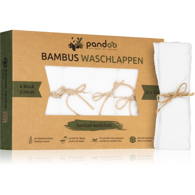 Pandoo Bamboo Washcloth hubka na umývanie 25 x 25 cm 6 ks