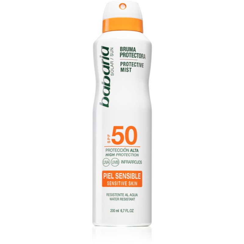 

Babaria Sun Sensitive емульсія для засмаги у вигляді спрею для чутливої шкіри SPF 50