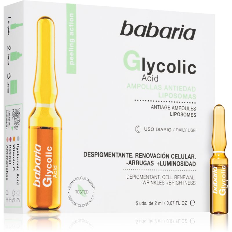 Photos - Cream / Lotion Babaria Babaria Glycolic Acid anti-wrinkle brightening serum in ampoules 5
